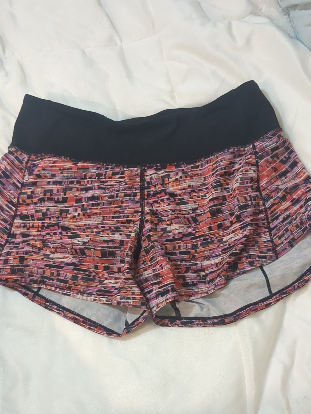 lululemon athletica Multi-Color Patterned Athletic Shorts with Black Waistband